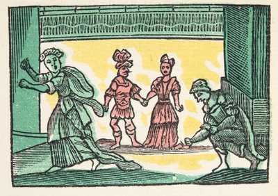 Kopciuszek lub mały szklany pantofelek, z „Historis or Tales of Past Times” opowiadanych przez Mother Goose, With Morals, M Perrault, wyd. 1925 (ręcznie barwiony drzeworyt) autorstwa French School