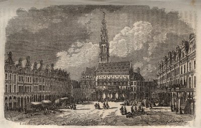 Ratusz i dzwonnica miasta Arras - grawer w „Histoire de France” Victora Duruy (1811-1894) - 1882 autorstwa French School