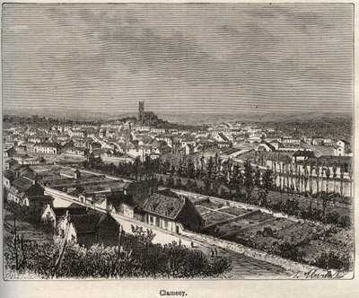 Clamecy - Nievre - Burgundia - rycina w „La France illustree: geografia, historia, administracja statystyczna” autorstwa V.A. Słodowo-Brązowy. 1884 autorstwa French School