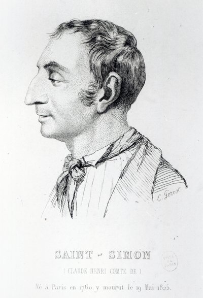 Claude Henri de Rouvroy, hrabia Saint-Simon, ryty przez Perrota (XIX wiek) autorstwa French School