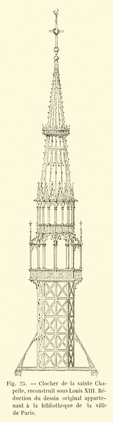 Dzwonnica Sainte Chapelle, przebudowana za Ludwika XIII, Redukcja oryginalnego rysunku należącego do biblioteki miasta Paryża autorstwa French School