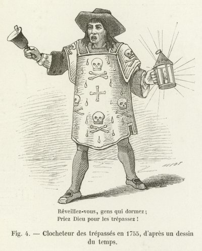 Clocheteur des trepasses w 1755, z ówczesnego rysunku autorstwa French School