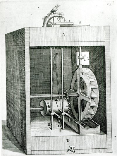Mechaniczny ptak, z Przyczyn poruszających się sił Salomona de Causa (ok. 1576-1626), 1615 autorstwa French School