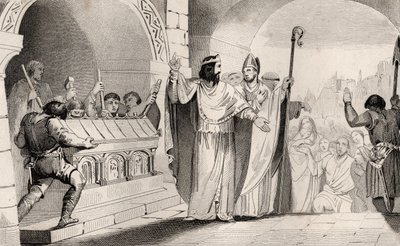 Clovis II (635-57) Sprzedaż srebra i złota z sanktuarium nakarmić ubogich, z „Histoire de France” Colarta, wydanej ok. 1840 r. autorstwa French School