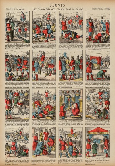 Clovis I i dominacja Franków w Galii (kolorowa rycina) autorstwa French School