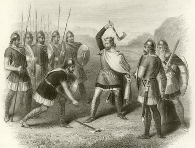 Clovis i jego zbuntowany żołnierz, 487 autorstwa French School