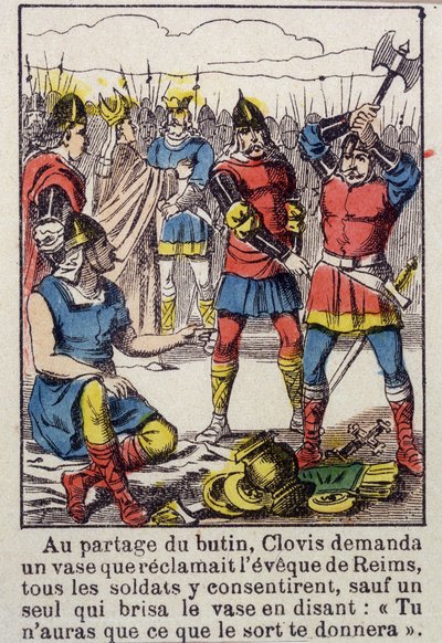 Clovis and the Soissons Vase - Obraz Epinal z XIX wieku autorstwa French School