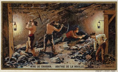 Kopalnia Węgla. Węgiel w przodku węglowym (chromolitho) autorstwa French School