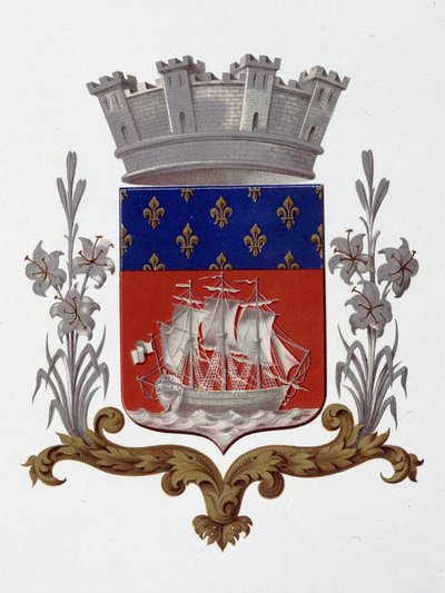 Herb miasta Paryża: Royalty (Ludwik XVIII i Karol X) - Patent listowy z dnia 20 grudnia 1917 - w „”Armorial National de France””, H. Traversier, Paryż autorstwa French School