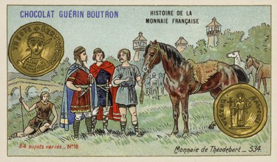 Moneta Teudeberta I, 534 (chromolitho) autorstwa French School