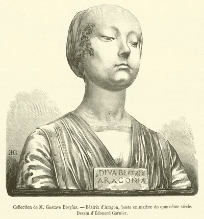 Kolekcja M Gustave Dreyfusa, Beatrycze Aragońskie, marmurowe popiersie z XV w. (rycina) autorstwa French School