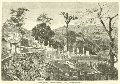 Collines funeraires a Nagasaki (grawerowanie) autorstwa French School