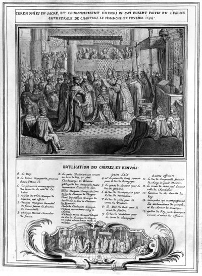 Konsekracja i koronacja Henryka IV (1553-1610) w katedrze w Chartres 27 stycznia 1594, koniec XVI wieku autorstwa French School