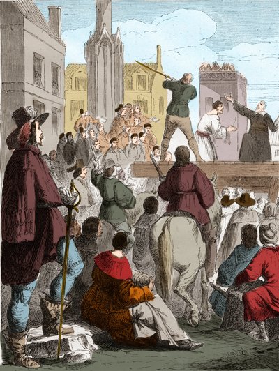 Spisek Chalais: Egzekucja Henryka de Talleyranda (1599-1626), hrabiego Chalais, za spiskowanie przeciwko Richelieu. Nantes autorstwa French School