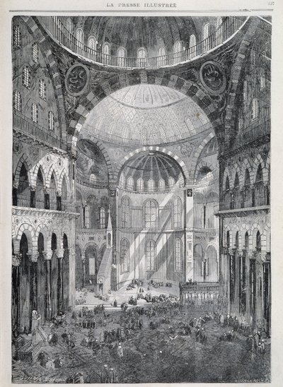 Konstantynopol: Meczet Hagia Sophia – w „La Presse Illustrée”, grudzień 1869 autorstwa French School