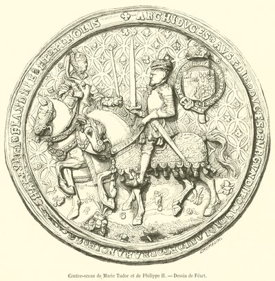 Kontrpieczęć Marii Tudor i Filipa II (rycina) autorstwa French School
