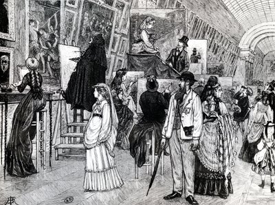 Kopiści w Wielkiej Galerii Luwru, ok.1880 autorstwa French School