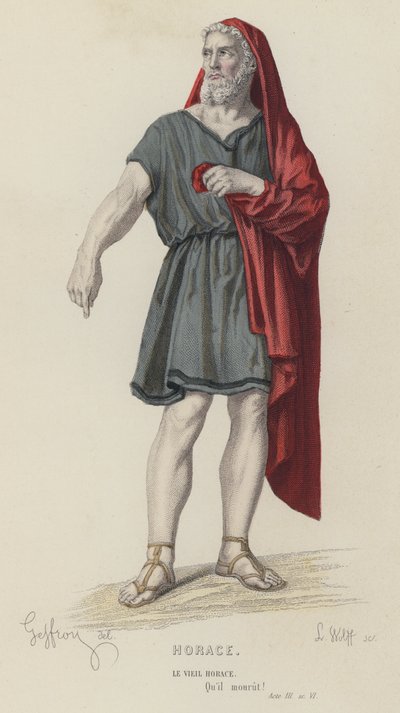 Corneille, Horace, Act III, Sc VI (kolorowy grawerunek) autorstwa French School