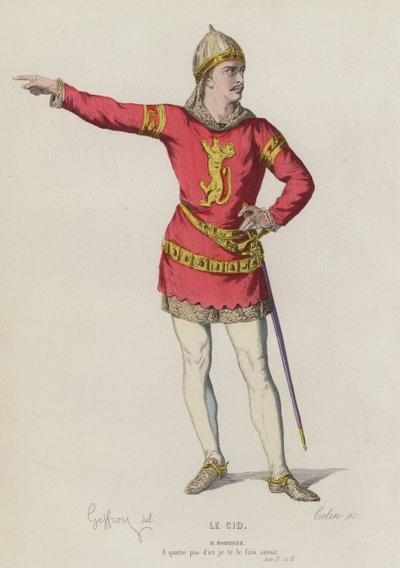 Corneille, Le Cid, Act II, Sc II (kolorowy grawerunek) autorstwa French School