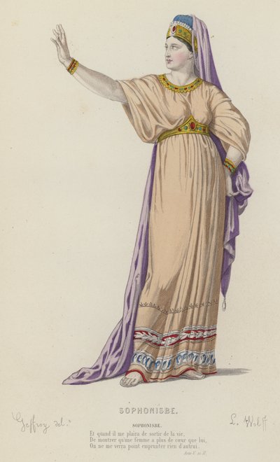 Corneille, Sophonisbe, Act V, Sc II (kolorowe grawerowanie) autorstwa French School