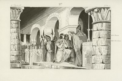 Koronacja Ludwika III i Carlomana na królów zachodniej Francji, 879 autorstwa French School