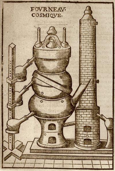 Kosmiczny Piec, z La Theotechnie Ergocosmique autorstwa Annibala Barleta (1653) zilustrowany w historii magii opublikowanej pod koniec XIX wieku autorstwa French School