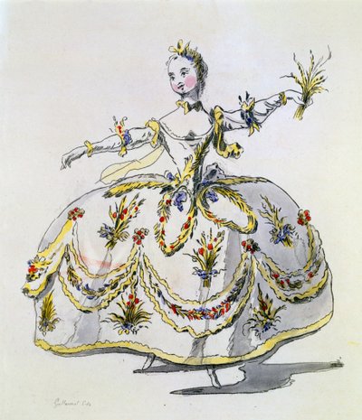 Projekt kostiumu na Ceres, faksymile wykonane przez A. Guillaumota Filsa (ręcznie barwiony grawerunek) autorstwa French School