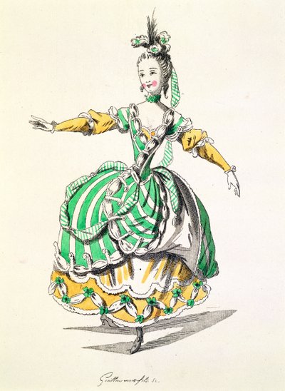 Projekt kostiumu dla Phrygienne w Dardanus, libretto Leclerca de Labruere, skomponowane przez Jean-Philippe Rameau (1683-1764) faksymile A. Guillaumota Filsa (kolorystyka) autorstwa French School