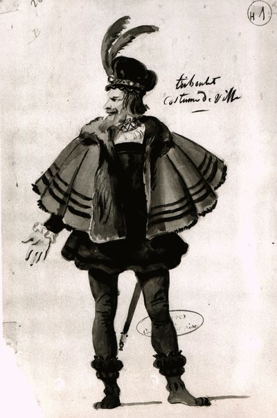 Projekt kostiumu dla Tribouleta w Le Roi samuse (1832) autorstwa Victora Hugo (1802-85), 1832 (pióro i atrament na papierze) autorstwa French School