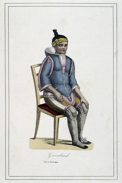Costume du Greenland – w „Albumie podróży, ludy ziemi” księdza Paula Jouhanneauda, ​​Librairie des Bons Livres, Limoges autorstwa French School