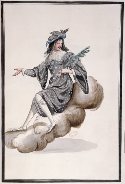 Kostium na noc dla Ballet de la Nuit Jean-Baptiste Lully (1632-87) tańczony przez Ludwika XIV, 23 lutego 1653 (wc na papierze) autorstwa French School