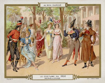 Kostium z 1800 roku - merveilleuse (chromolitho) autorstwa French School