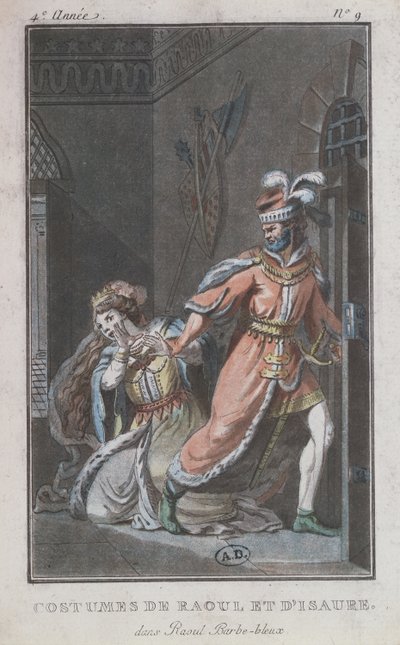Kostiumy Raoula i Izaura, z opery Raoul Barbe-Bleue, 1790 autorstwa French School