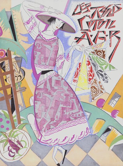 Wzory tkanin bawełnianych z lat dwudziestych XX wieku (litografia kolorowa) autorstwa French School