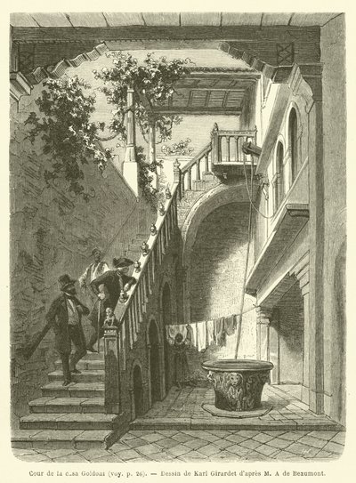 Dziedziniec casa Goldoni (grafika) autorstwa French School