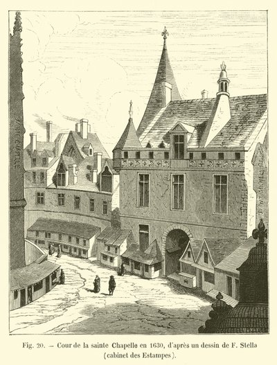 Dziedziniec Sainte Chapelle w 1630 r., wg rysunku F. Stelli, Cabinet des Estampes autorstwa French School
