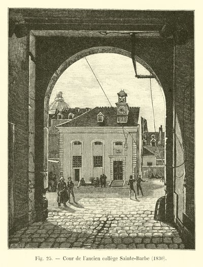 Dziedziniec dawnego kolegium Sainte-Barbe, 1830 autorstwa French School