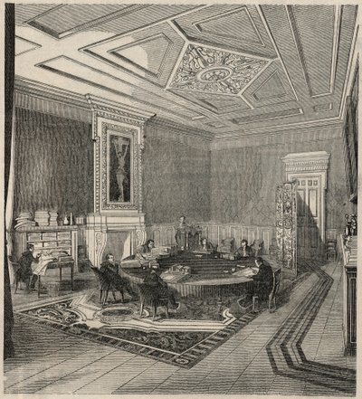 Trybunał Obrachunkowy - sala komisji - Grawerowanie w „Tableau-de-Paris” autorstwa Edmonda Texiera 1852 autorstwa French School