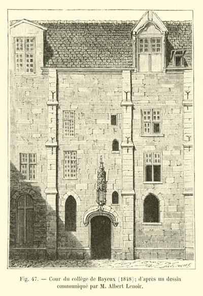 dziedziniec kolegium w Bayeux, 1848; z rysunku przekazanego przez M Alberta Lenoira autorstwa French School