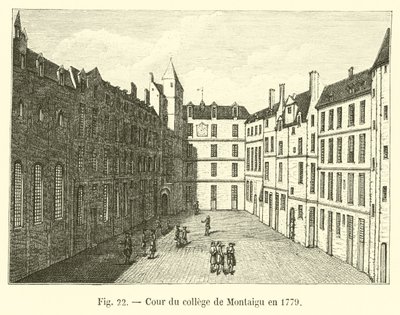 Dziedziniec kolegium Montaigu w 1779 r. autorstwa French School
