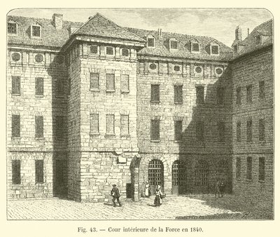 Wewnętrzny dziedziniec La Force w 1840 r autorstwa French School