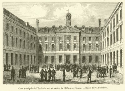 Dziedziniec główny Szkoły Sztuk Pięknych i Rzemiosła Chalons-sur-Marne (grafika) autorstwa French School
