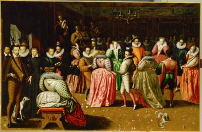 Bal dworski w Palais du Louvre z okazji ślubu Anne, Duc de Joyeuse ... autorstwa French School