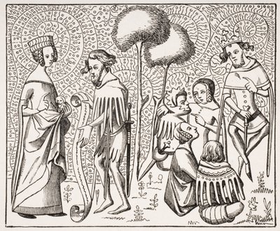 Court of Love in Provence, po XIV-wiecznym rękopisie, z Le Moyen Age et La Renaissance Paula Lacroix (1806-84) opublikowanym w 1847 roku autorstwa French School