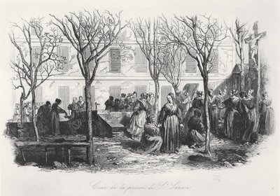 Dziedziniec paryskiego więzienia St. Lazare, ok. godz. 1840 autorstwa French School