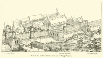 Klasztor jakobinów i mur ogrodzeniowy pod panowaniem Philippe-Auguste autorstwa French School