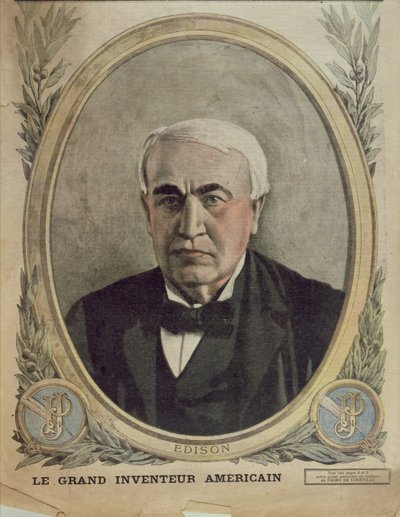 Ilustracja na okładce Le Petit Journal przedstawiająca Thomasa Alvę Edisona, 1917 autorstwa French School