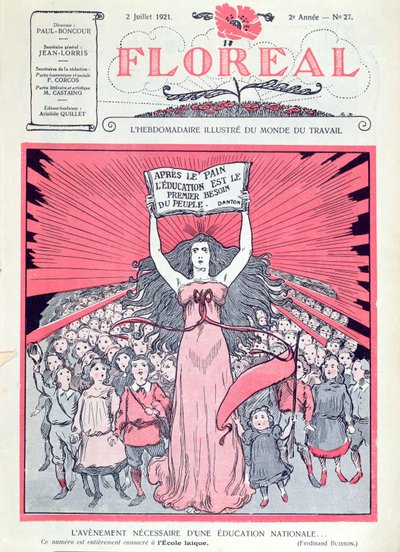 Okładka magazynu Floreal z okazji 40-lecia Ecoles Laiques we Francji, 2 lipca 1921 autorstwa French School