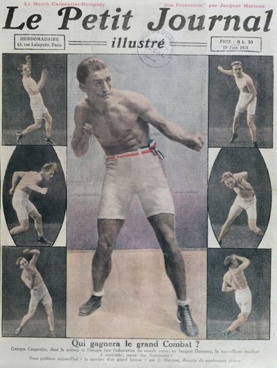Okładka Le Petit Journal przedstawiająca walkę Carpentier i Dempsey, 1921 autorstwa French School