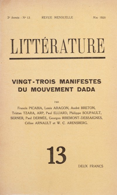 Okładka miesięcznika literackiego „Literatura” poświęconego ruchowi dadaistycznemu, maj 1920 autorstwa French School